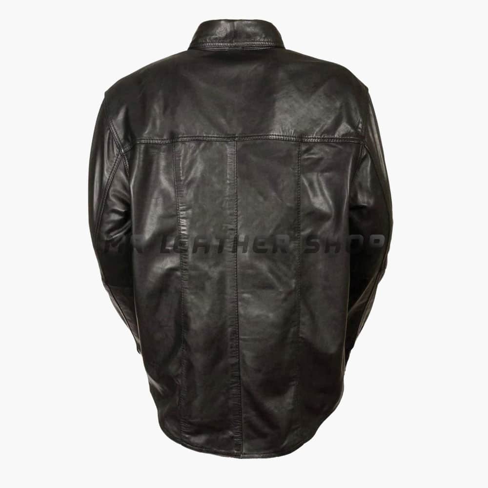 Black Leather Long Sleeve Shirt 02