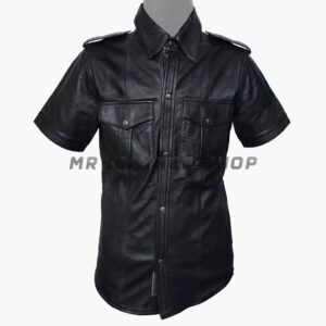 Leather Button Up Shirt Mens