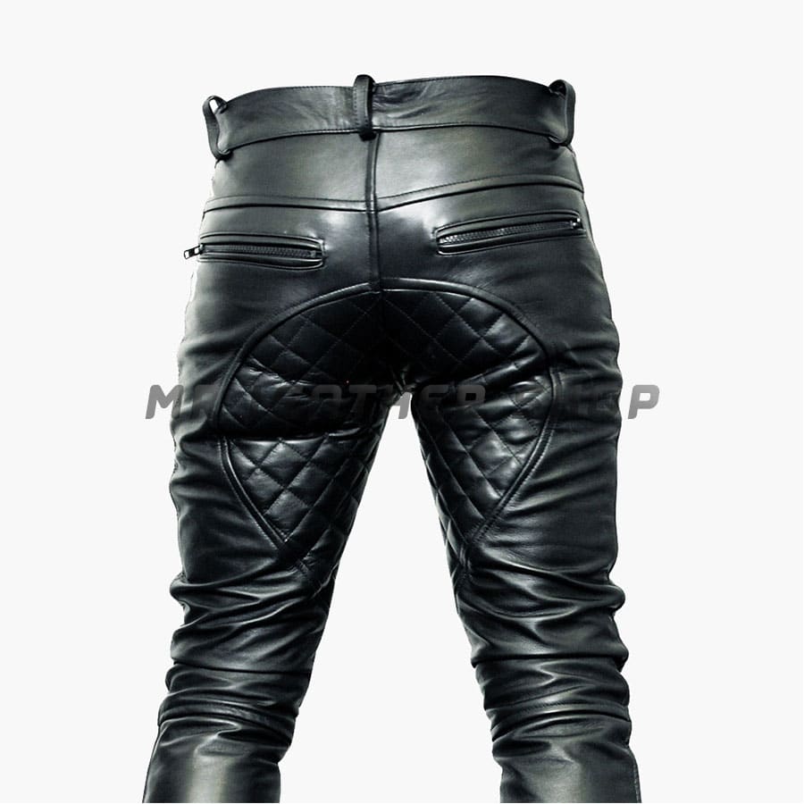 Mens Black Leather Pants 2