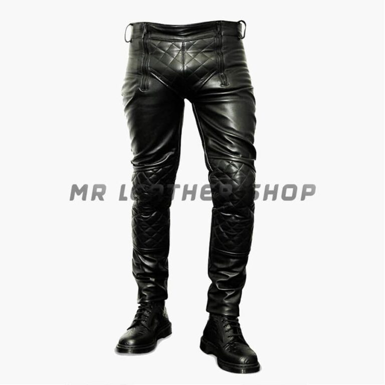 black leather jeans mens