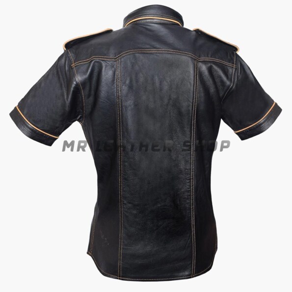 Black Leather Shirt Mens