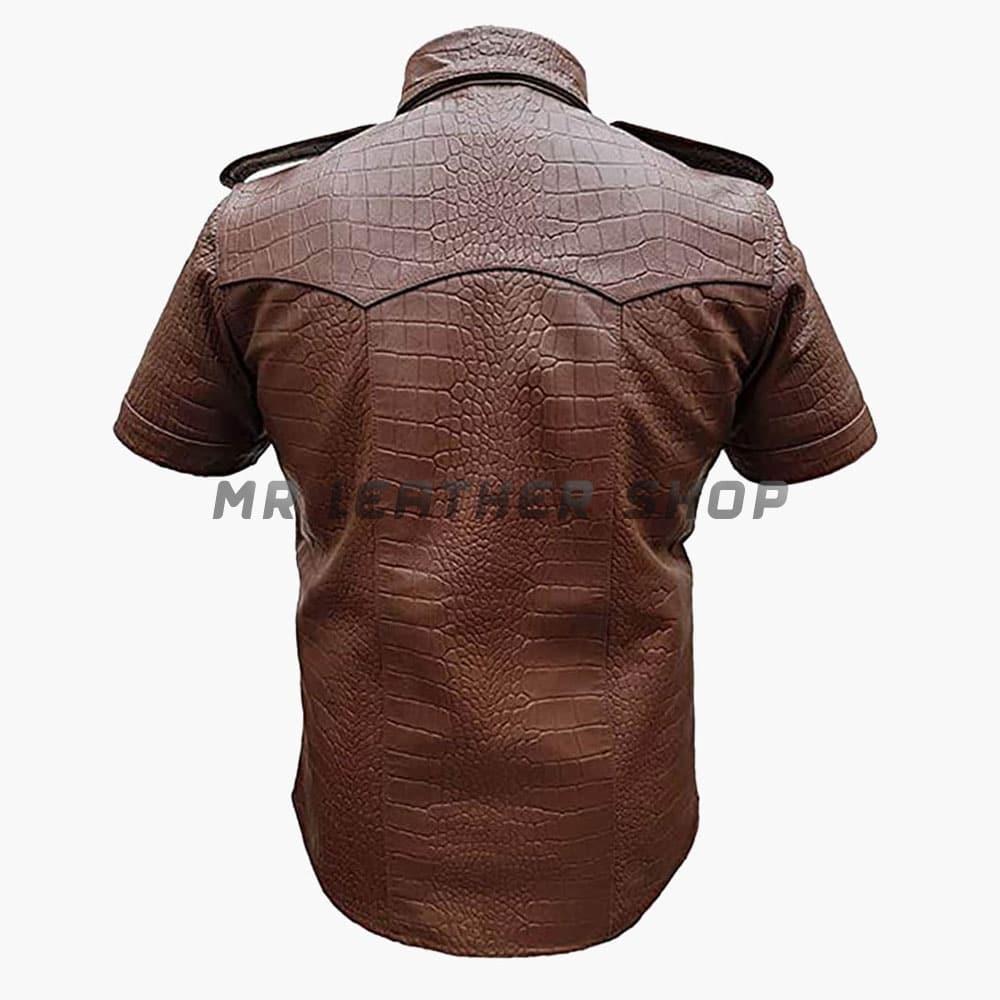Crocodile Leather Shirts Brown 01