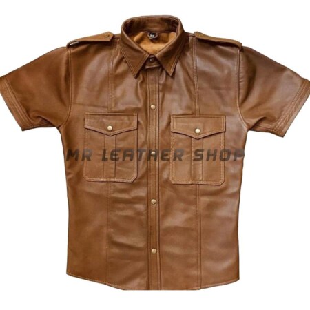 Men's Brown Leather Shirt