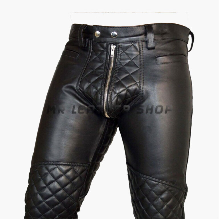 stacked leather pants mens