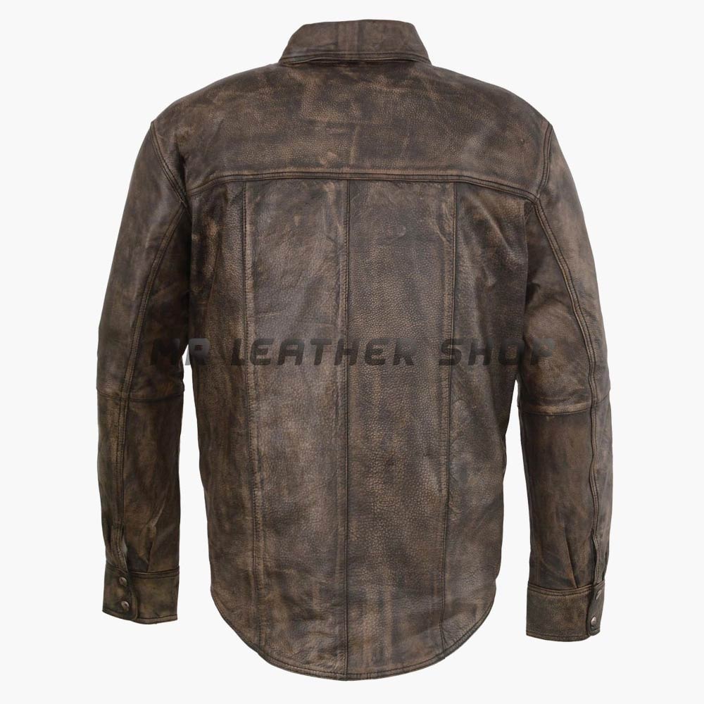 Mens Long Sleeve Leather Shirt 01