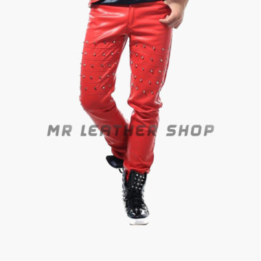 red leather trousers mens