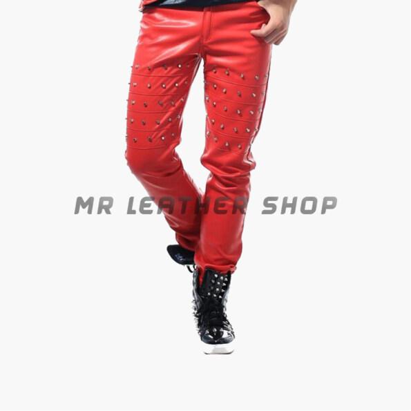 Red Leather Pants Mens