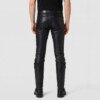 Back view of model in Black Tight Leather Pants showing pockets