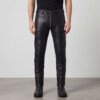 Model wearing Mens Leather Hot Pants in front view