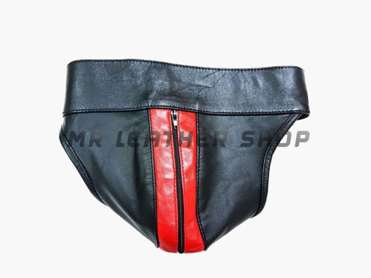 Men's Leather Underwear with Zipper - Mr Leather Shop