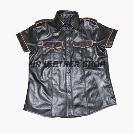 Mens Leather Shirts Black