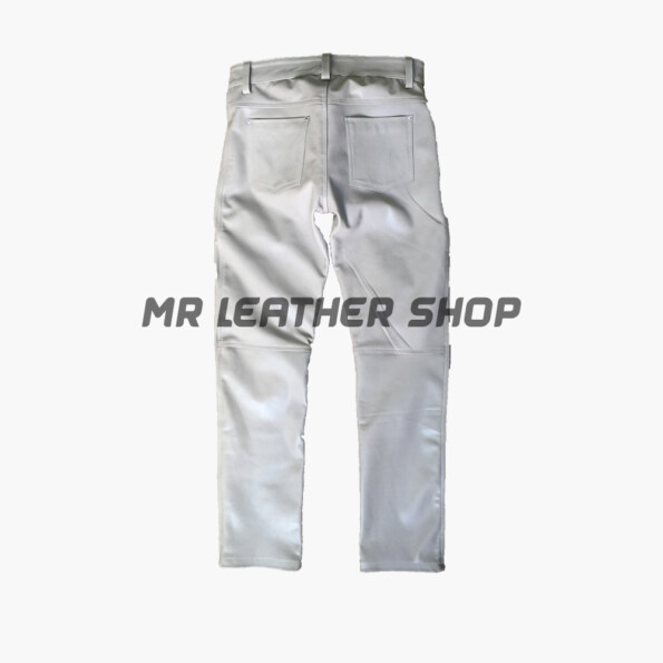 White Leather Pant White Pant With Two Studs In Front