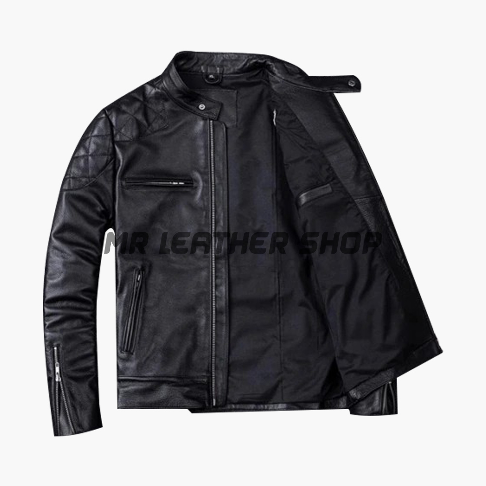 Best Leather Jackets - Leather Jacket With Buckle And Neck Strap