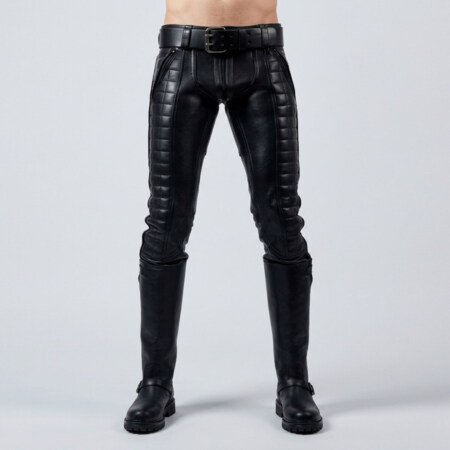 Black Padded Leather Pants