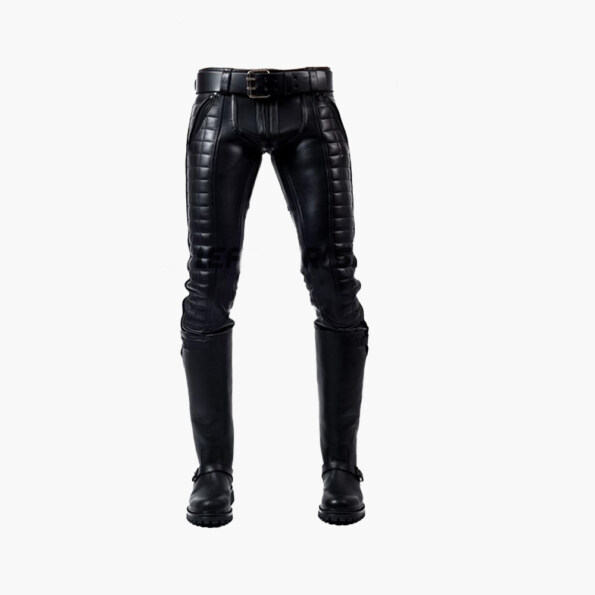 Black Padded Leather Pants