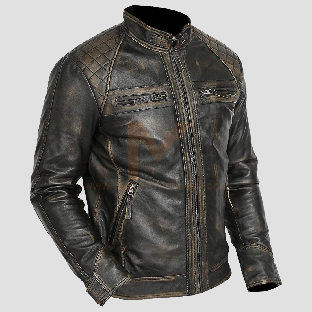 Distress Biker Jacket - Leather Jacket For Men In Distress Look - Mr ...