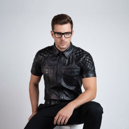 Mens Quilted Leather Shirt