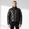 Black Leather Puffer Jacket