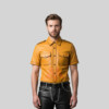 Yellow Leather Shirt With Black Piping