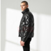 Black Leather Puffer Jacket