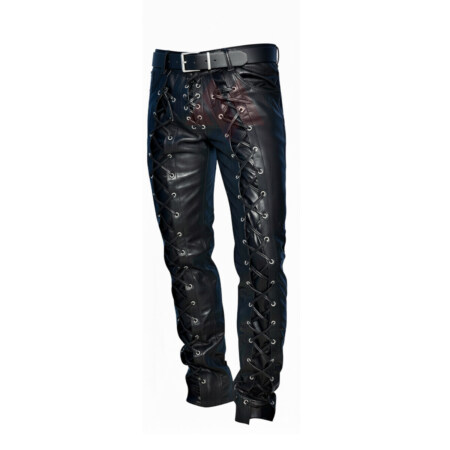 Black Leather Lace Up Pants