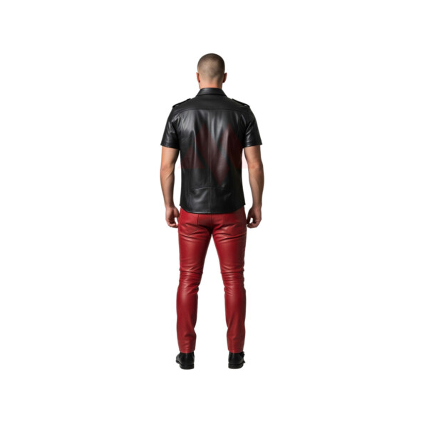 Black Leather Shirt Red Pants Set