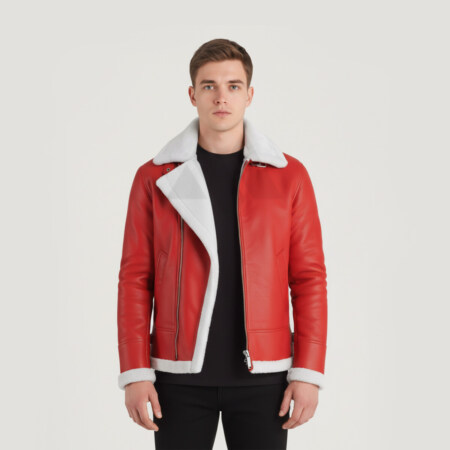 Men's Red Shearling Jacket