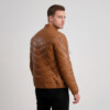 Brown Leather Puffer Jacket