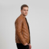 Brown Leather Puffer Jacket