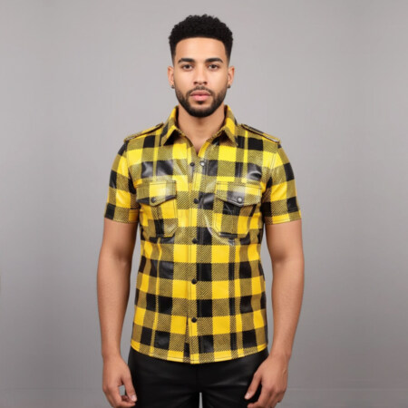 Yellow Flannel Leather Shirt