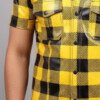 Yellow Flannel Leather Shirt Close Up View