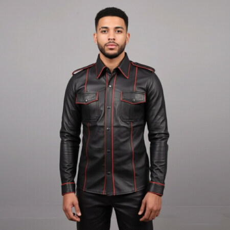 leather long sleeve shirt for men