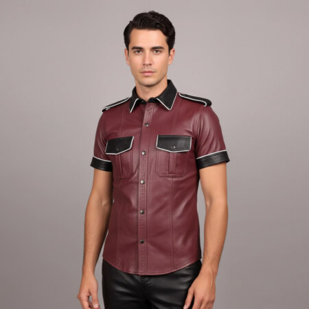 maroon leather shirt