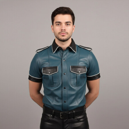 multi color leather shirt