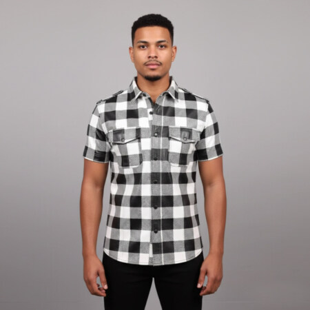plaid leather shirt