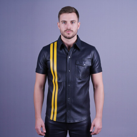 stripes leather shirt