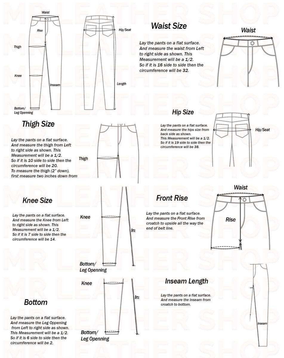 Slacks Measurement Pant Measuring Guide - Mr Leather Shop