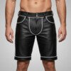 Men's Black Leather Shorts