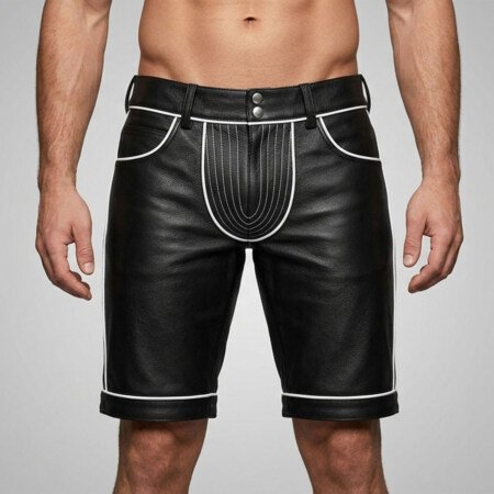 Men's Black Leather Shorts