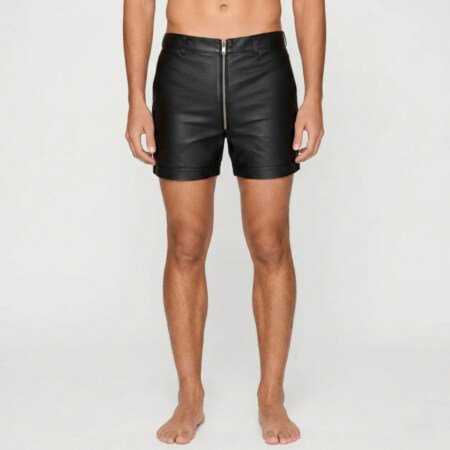 leather zipper shorts