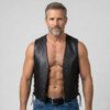 Side Laces Open front Leather Vest