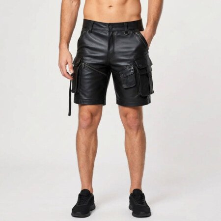leather cargo shorts