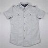 light grey leather short sleeve shirt