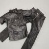 Black Leather Uniform Shirt and Pants Set